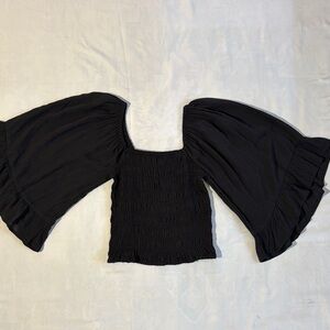 Chic Black Bell Sleeve Blouse